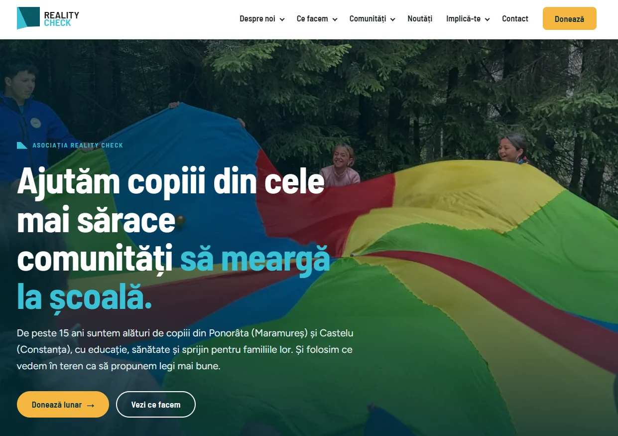 Prima pagină a noului site Reality Check