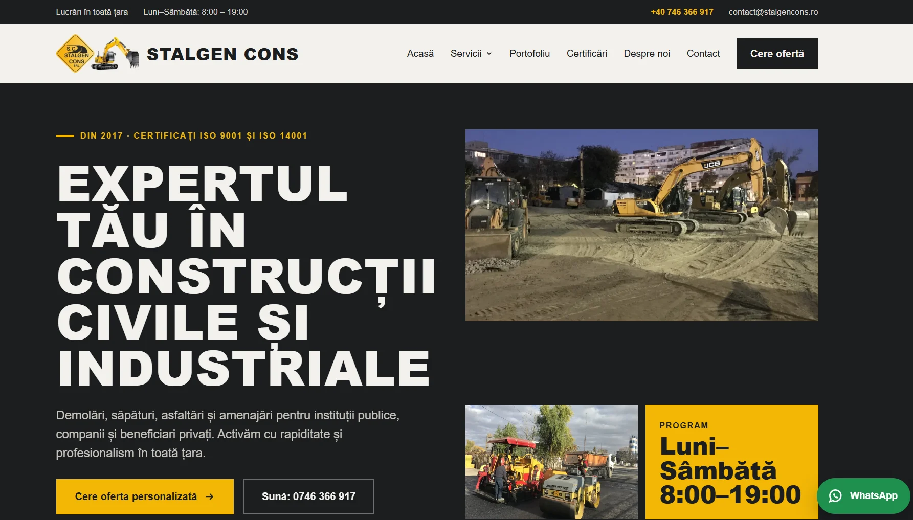 Prima pagină a site-ului Stalgen Cons